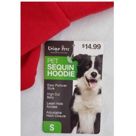 NWT Santa Paws Dog Hoodie Red Christmas Pet Sequin Sweater Size S Festive Cozy - Picture 4 of 5